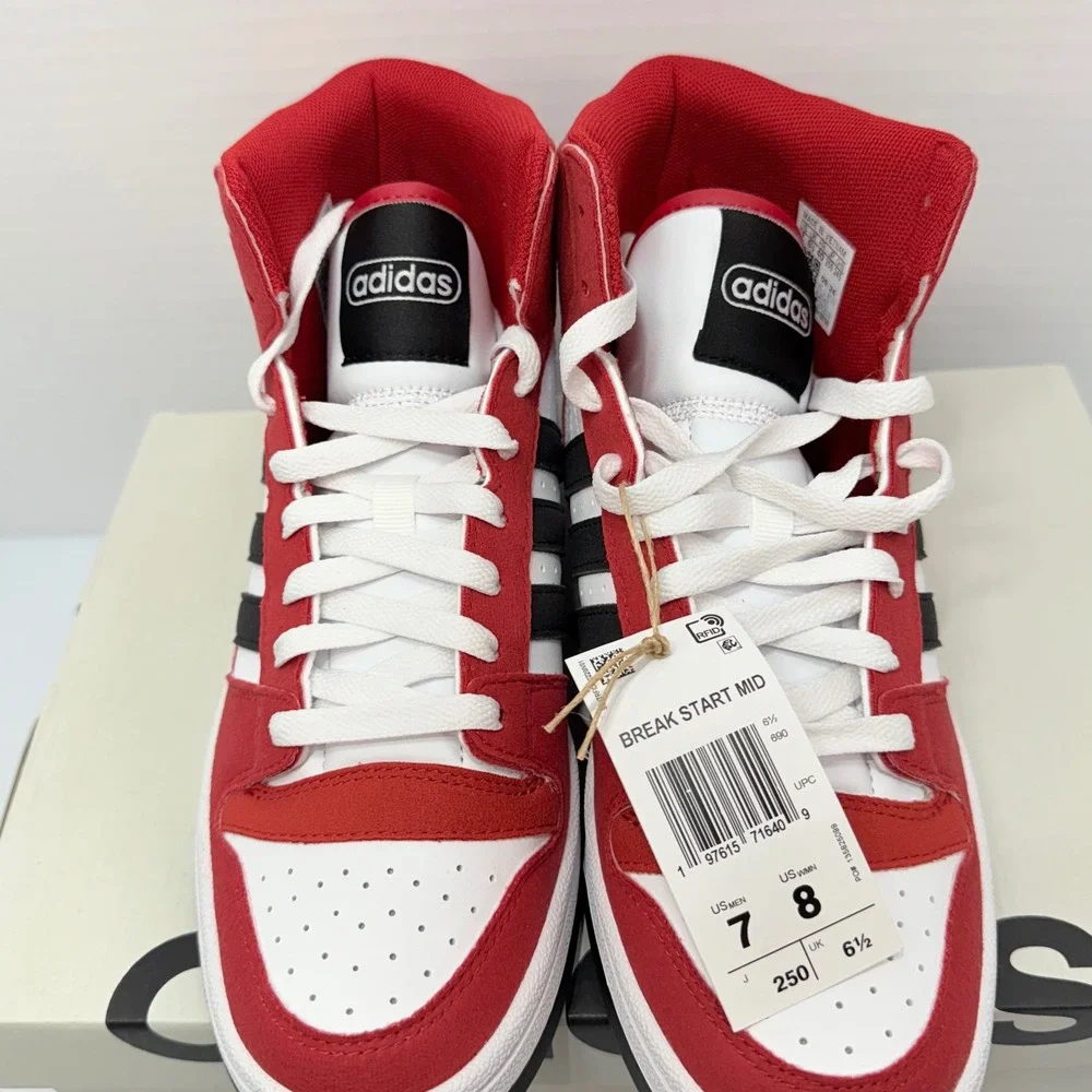 Adidas Break Start Mid Basketball Shoes Red Black White Men's Size 7 / Women's 8